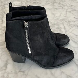 H&M Faux Suede Black Ankle Boots with Silver Zipper